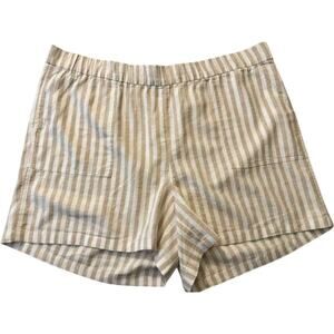 J. Crew Factory Linen-blend pull-on short Tan and White Stripes Women's XXL